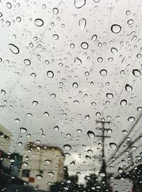 Full frame shot of raindrops on window