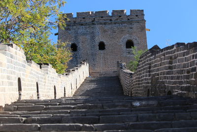 Low angle view of old building against sky