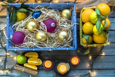 High angle view of fruits
