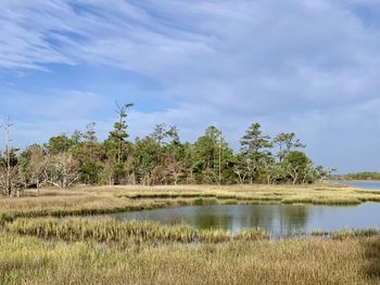 Scenic view of lake against sky