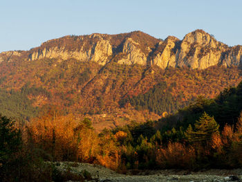 Scenic view of mountains against clear sky