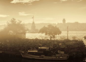 City skyline with river in background