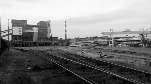 View of railroad tracks in city