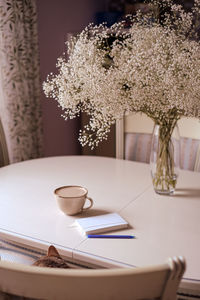 View of coffee cup on table