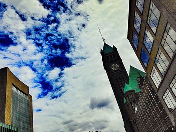 Low angle view of modern building against sky