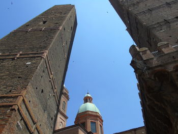 Low angle view of historic building against clear blue sky