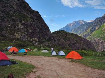 Scenic view of mountains against sky