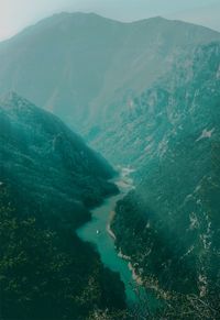 High angle view of mountain range