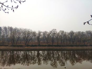 Scenic view of lake against clear sky