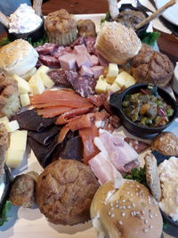 High angle view of food on table