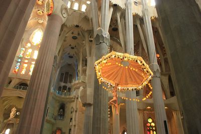 Low angle view of illuminated lanterns hanging