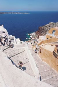 High angle view of people on beach