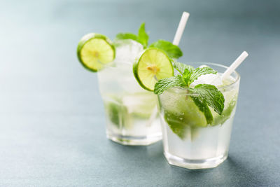 Close-up of drinks on table