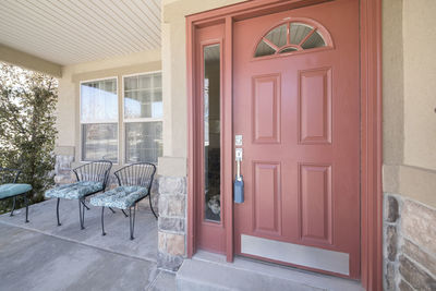 Closed door of building