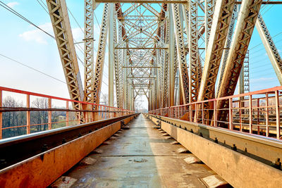 Bridge in city against clear sky