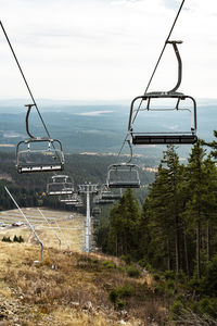 Low angle view of ski lift against sky