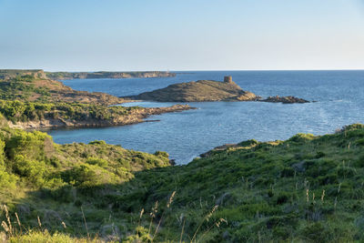 Scenic view of sea against clear sky