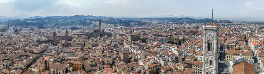 High angle view of city against sky