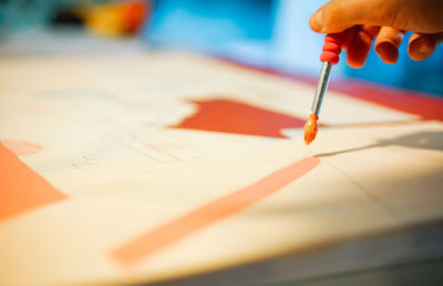 Close-up of hand drawing on paper