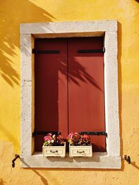 Closed door of old house