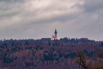 Scenic view of building and trees against sky