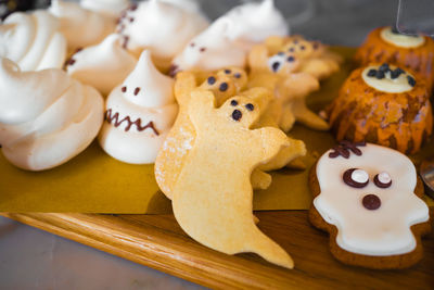 Close-up of cookies on table