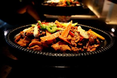 Close-up of food in plate on table