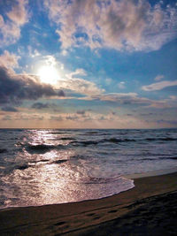 Scenic view of sea against sky during sunset