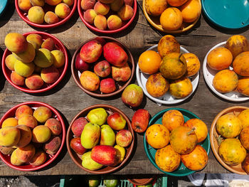 High angle view of fruits for sale in market