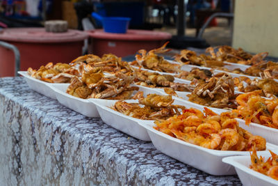 Close-up of food served on table in restaurant