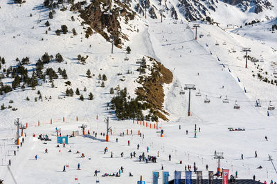 People on snow covered landscape