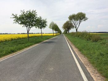 Road amidst field against sky