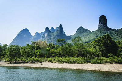 Scenic view of mountains against clear sky