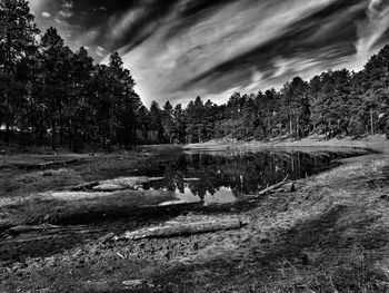 Scenic view of lake against sky