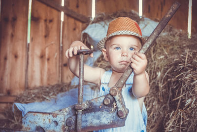 Close-up portrait of a baby boy