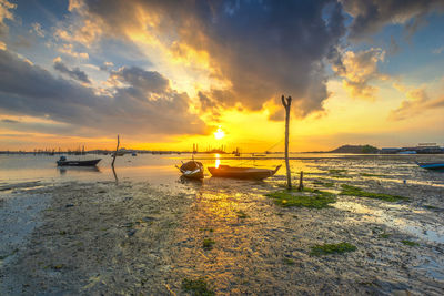 Scenic view of sea during sunset