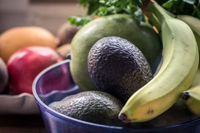 Close-up of fruits in plate