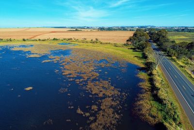 Scenic view of land against sky