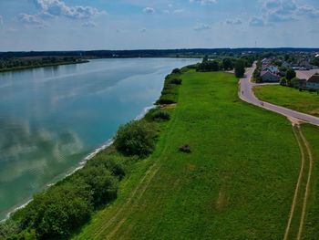 High angle view of landscape against sky