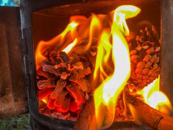 High angle view of burning candles