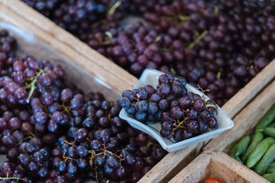 High angle view of grapes