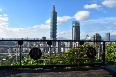 View of buildings against cloudy sky