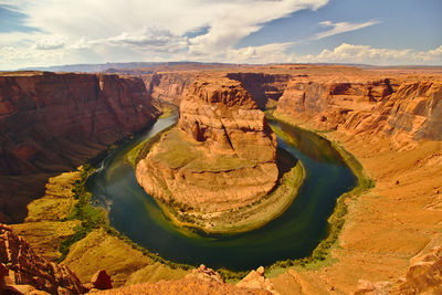 High angle view of river passing through landscape