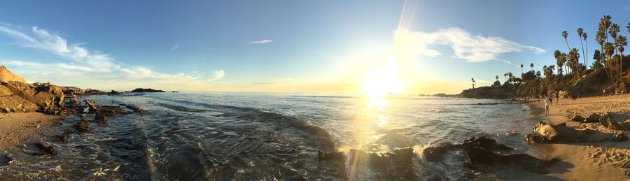 Panoramic view of sea against sky during sunset