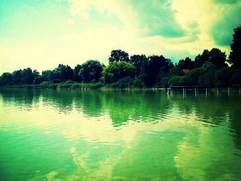 Scenic view of lake against sky