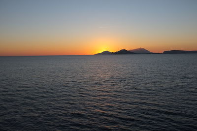 Scenic view of sea at sunset