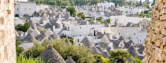 High angle view of buildings in town