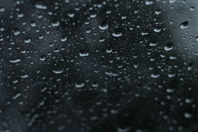 Full frame shot of raindrops on window