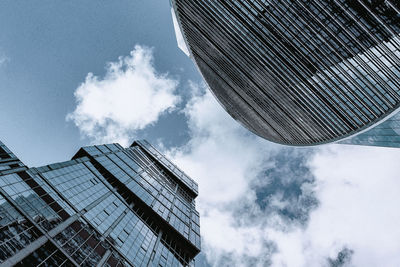 Low angle view of skyscrapers against sky