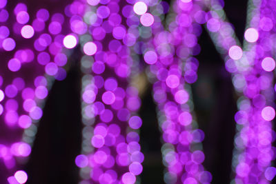 Defocused image of illuminated lights at night